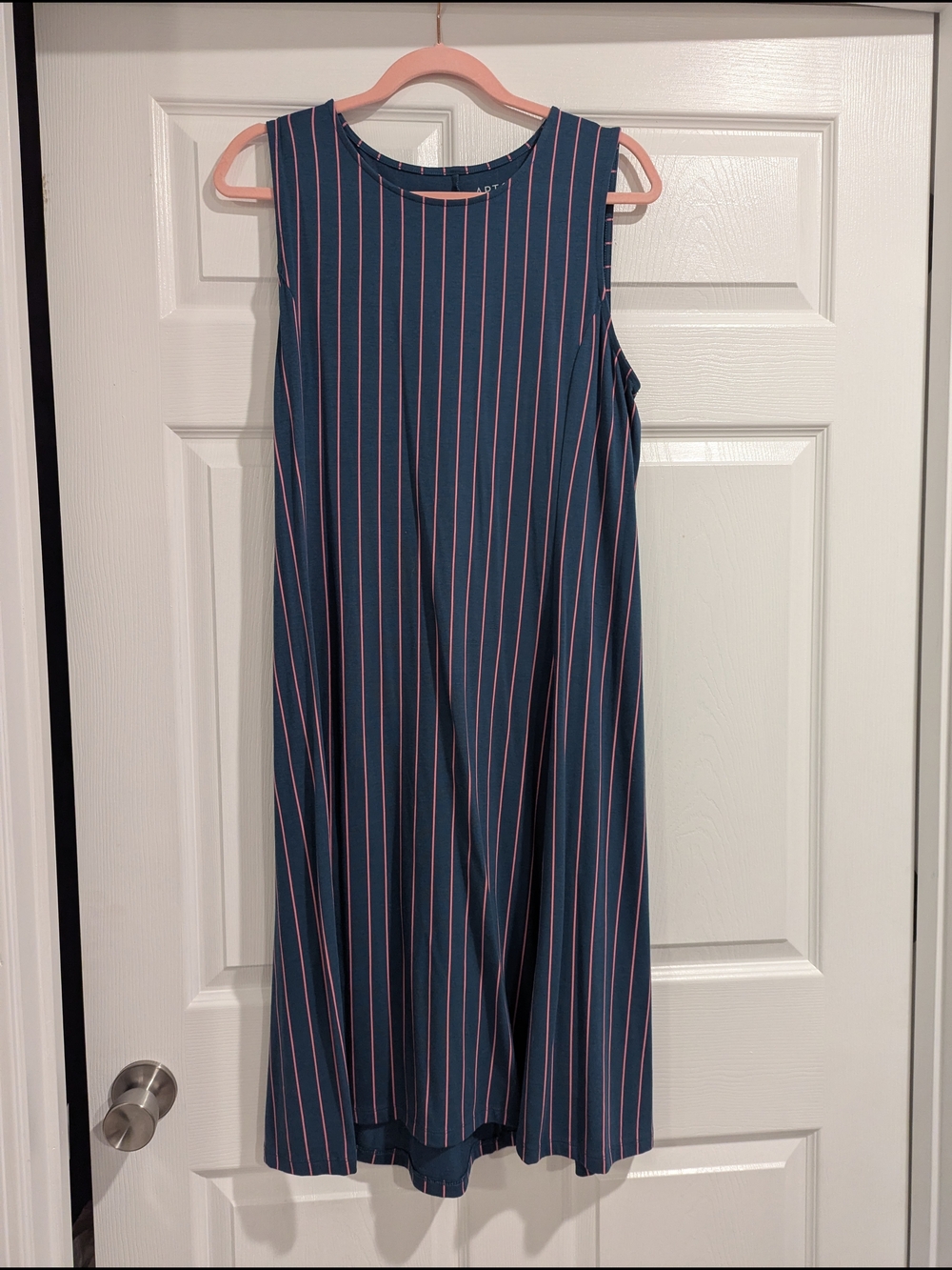 Apt. 9 Navy Dress with Pink Pinstripe Accents